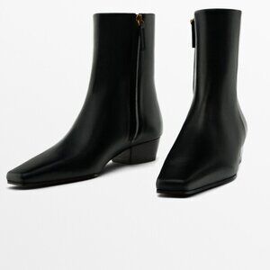 Massimo Dutti Contrast Heel Ankle Boots Black Size 37